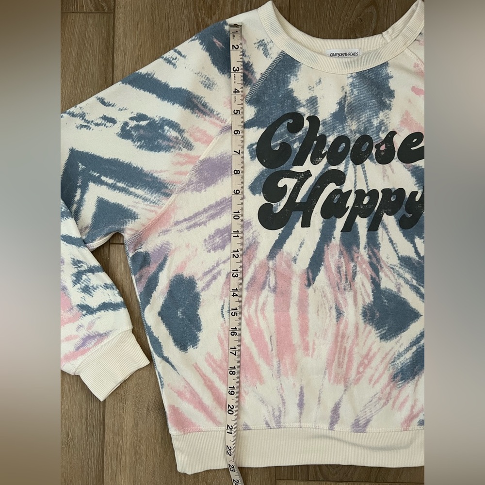 Grayson Threads "Choose Happy" Tie-Dye Top in Blue and Pink - Picture 5 of 7